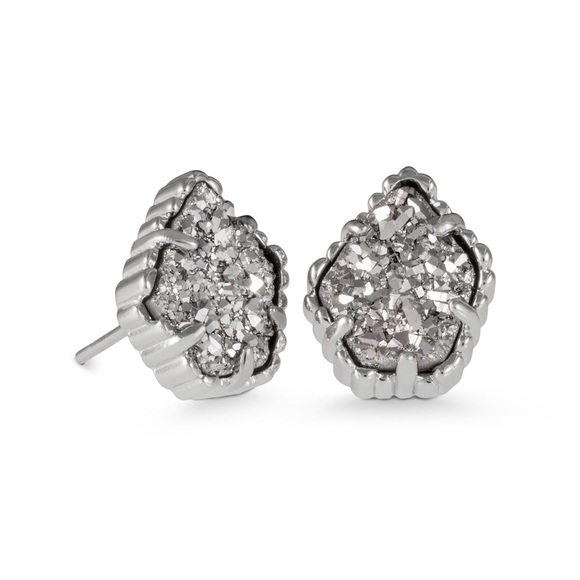 Kendra Scott Tessa Drusy Earrings Platinum Silver Stud Earrings Jewel Small Nice - Picture 1 of 11